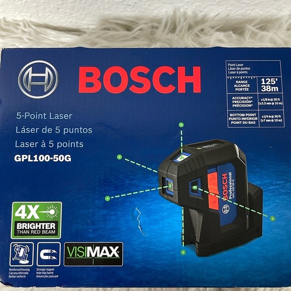 BOSCH 5 Point Laser 125 ft. Green 5-Point Self-Leveling Laser with Hard Case NEW - Picture 1 of 14